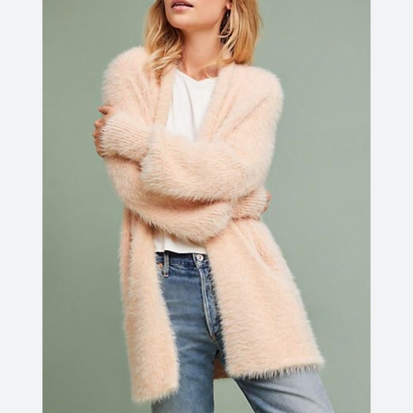 Knitted and knotted cardigan eyelash pocket long cozy sweater - Picture 4 of 16